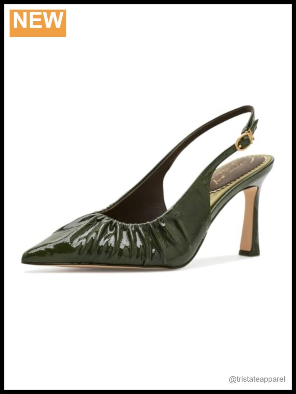 Pleated Patent Stiletto Slingback Pump 3.125 Inch Heel Slip-On